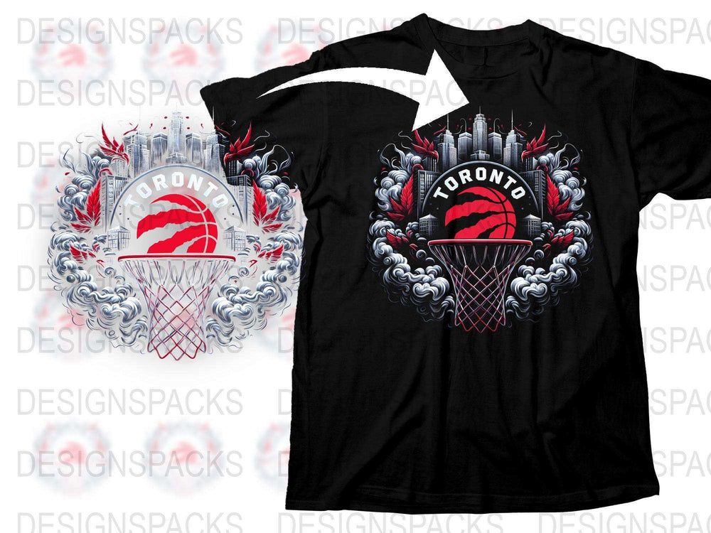 Toronto Basketball T-Shirt, Urban Style Graphic Tee, Sports Streetwear, Men's Black Shirt with Red Print