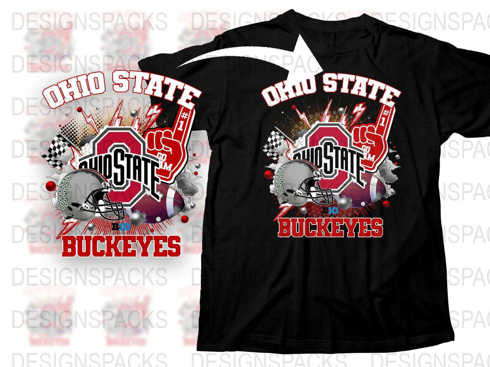 Ohio State Buckeyes T-Shirt, College Football Fan Gear, Sports Apparel, Team Spirit Black Tee