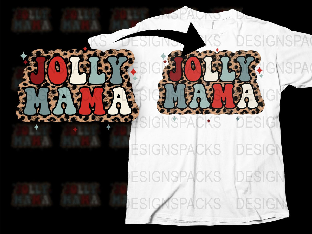 Jolly Mama Leopard Print T-Shirt, Trendy Graphic Tee for Women, Casual Mom Shirt, Gift for Her