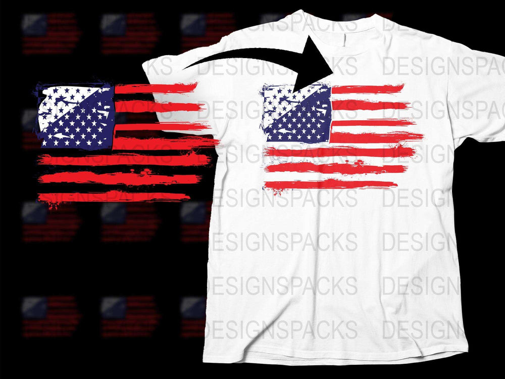 American Flag Distressed Paint Design T-Shirt, Patriotic USA Tee, 4th of July Outfit, Men Women Unisex Shirt