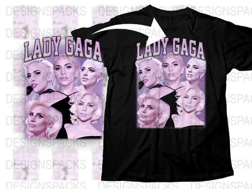 Black T-Shirt with Multiple Celebrity Singer Portraits, Casual Women's Fashion Tee