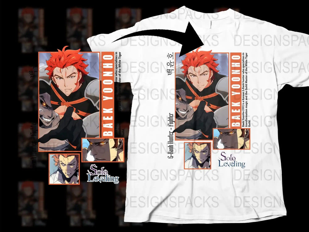 Solo Leveling Baek Yoon-Ho Graphic T-Shirt, Anime Inspired Casual Wear, Unique Character Design Tee, Full Sleeve Unisex Fashion