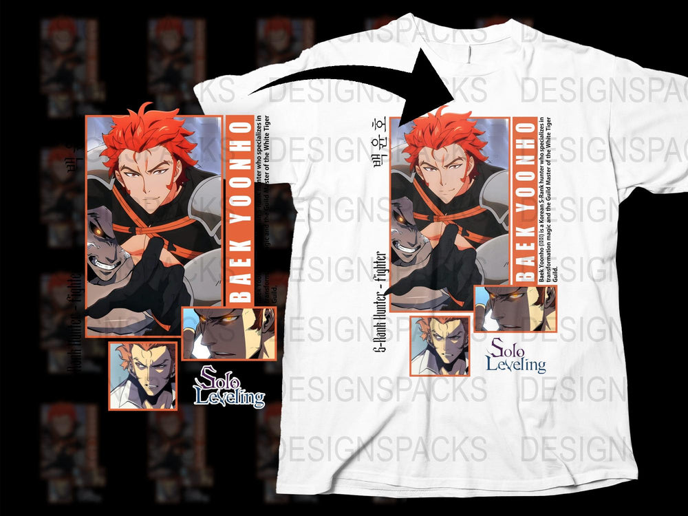 Solo Leveling Baek Yoon-Ho Graphic T-Shirt, Anime Inspired Casual Wear, Unique Character Design Tee, Full Sleeve Unisex Fashion