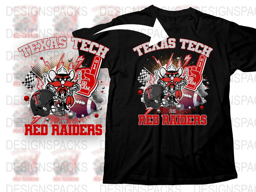 Texas Tech Red Raiders T-Shirt, College Football Graphic Tee, Sports Fan Apparel, Black Cotton Shirt