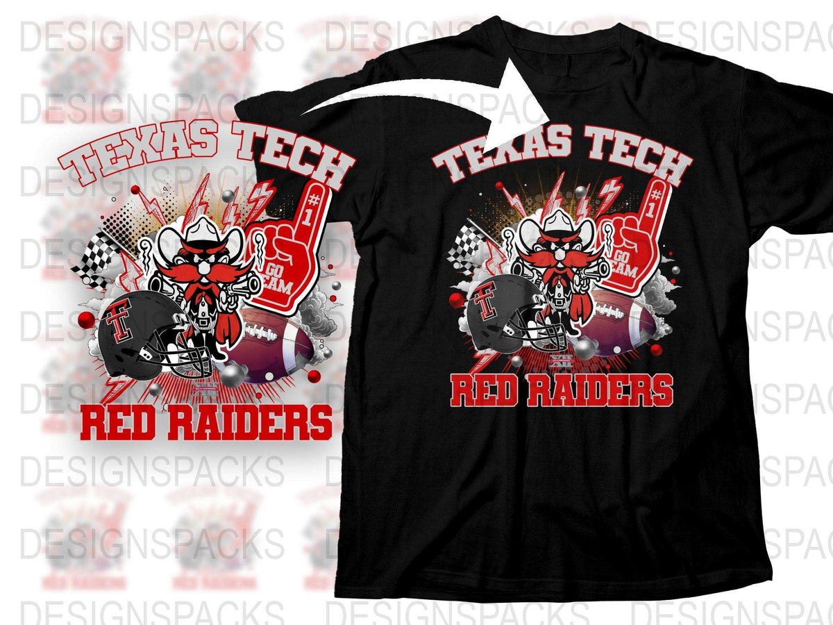 Texas Tech Red Raiders T-Shirt, College Football Graphic Tee, Sports Fan Apparel, Black Cotton Shirt