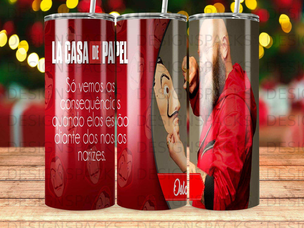 La Casa de Papel "Oslo" mug with quote "Só vemos as consequências quando elas estão diante dos nossos narizes."