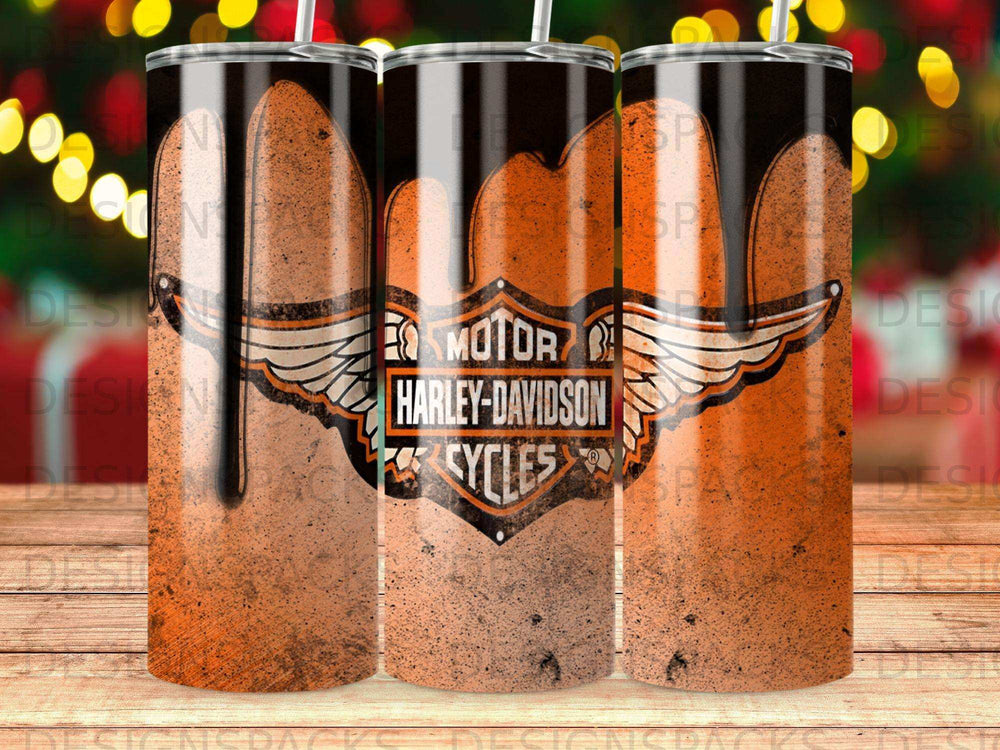 Harley-Davidson Cycles logo with dripping orange paint and grunge texture.