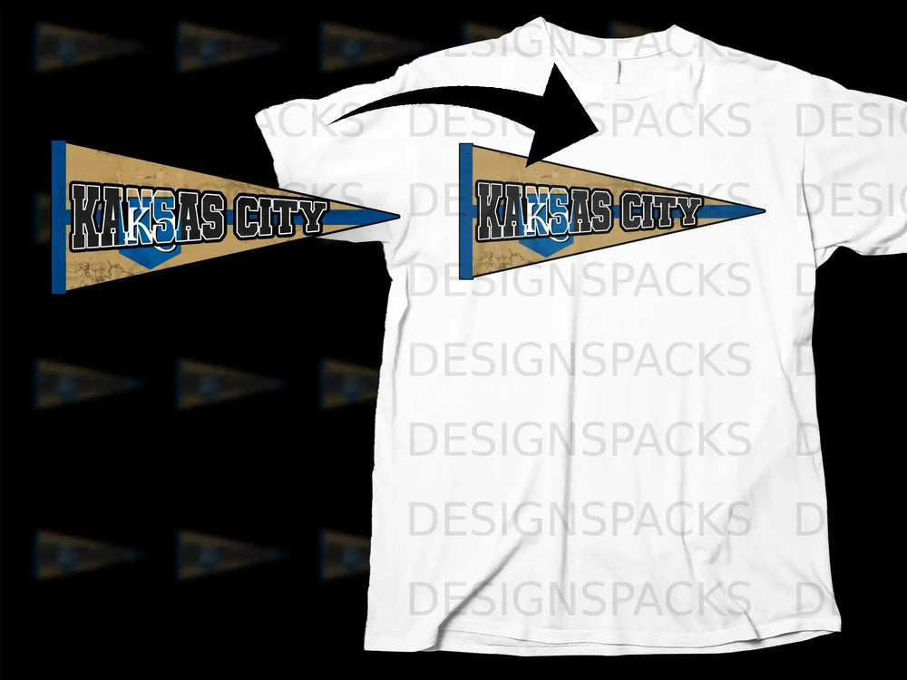 Kansas City Pennant Graphic Design T-Shirt
