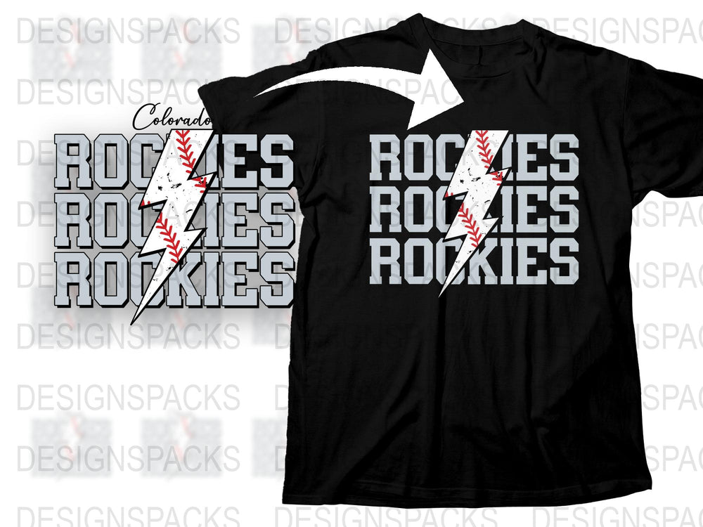 Colorado Rockies Themed T-Shirt, Baseball Fan Apparel, Casual Sports Tee, Unisex Black Top