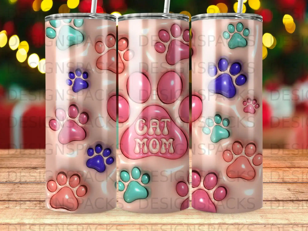 Cat Mom Colorful Paw Print Pet Lover Tumbler product type