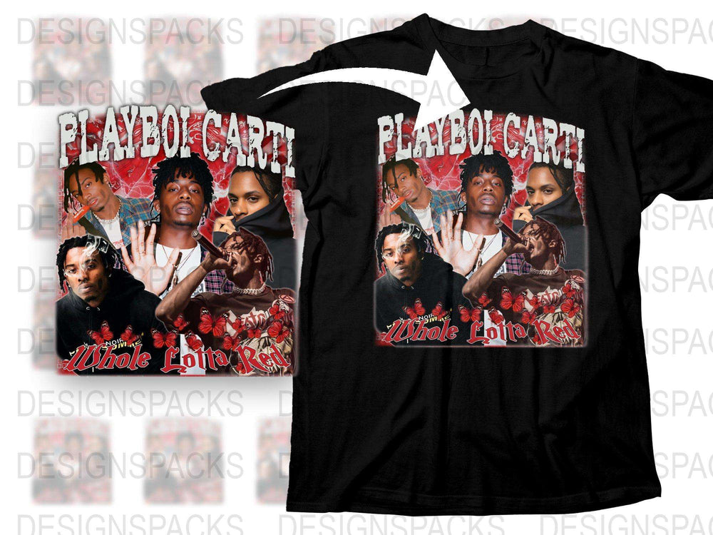 Vintage Playboi Carti Whole Lotta Red Album Cover T-Shirt, Hip Hop Tee, Music Merchandise, Fan Gift Idea