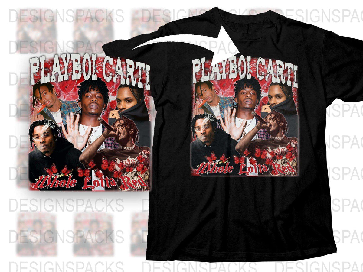 Vintage Playboi Carti Whole Lotta Red Album Cover T-Shirt, Hip Hop Tee, Music Merchandise, Fan Gift Idea