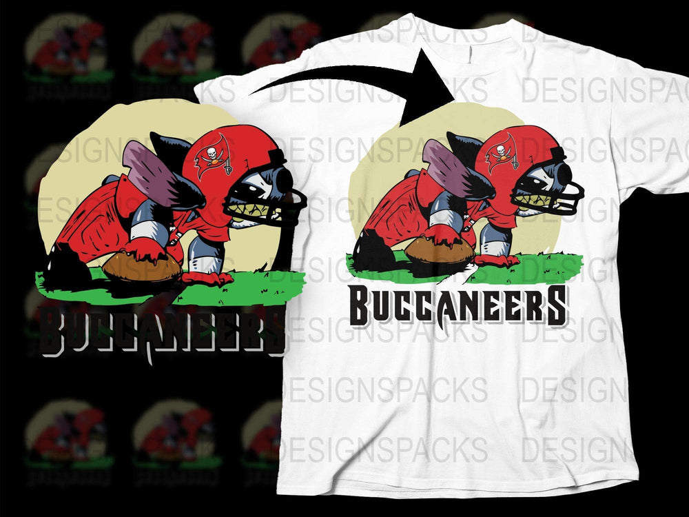 Tampa Bay Buccaneers T-Shirt, Pirate Parrot Mascot, NFL Football Fan Apparel