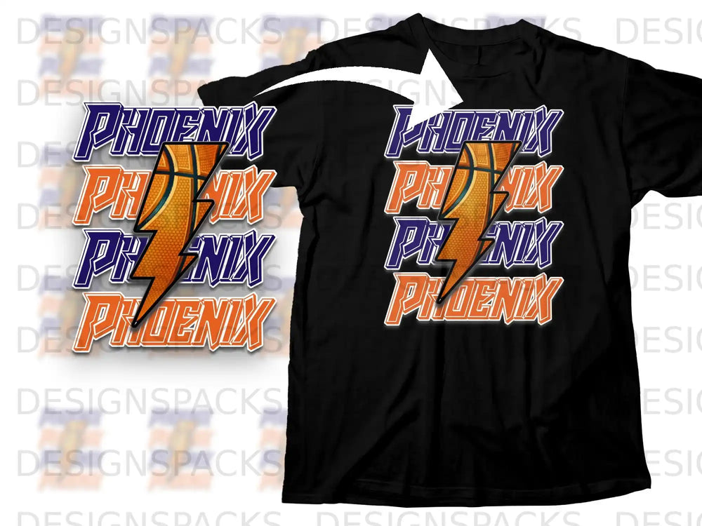Phoenix Basketball Themed Graphic T-Shirt