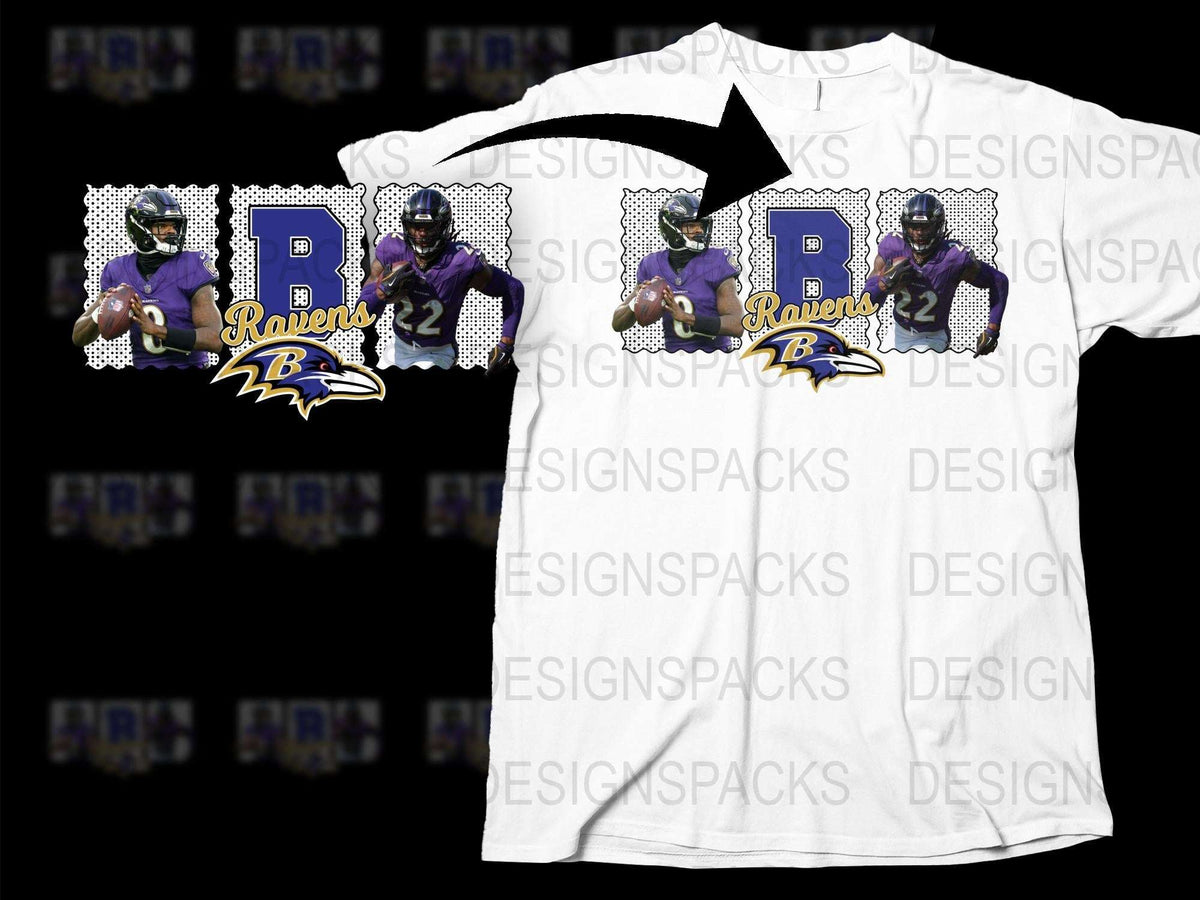 Baltimore Ravens T-Shirt, Graphic Tee, Football Sports Apparel, Fan Gift Idea, Purple and Black Design