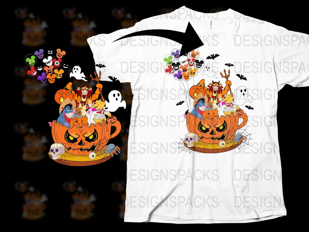 Halloween T-Shirt Pumpkin Ghosts Cute Spooky Kids Adults Costume Tee Fall Party Wear