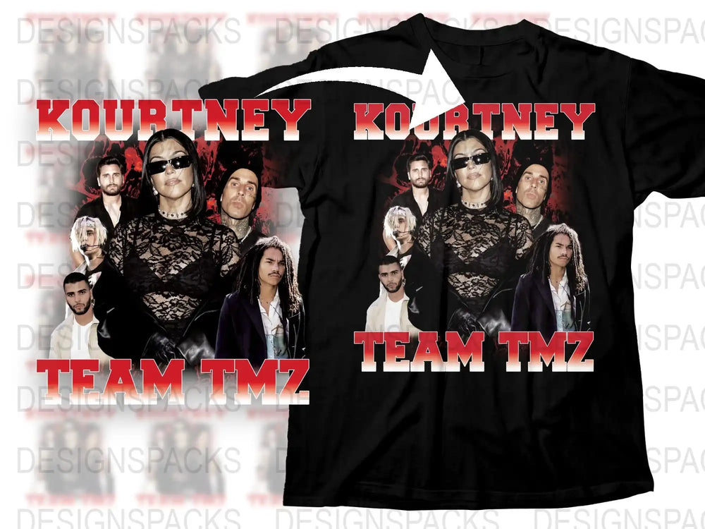 Kourtney Team TMZ Graphic T-Shirt, Retro Style Celebrity Print Tee, Unisex Fashion Top, Unique Gift Idea