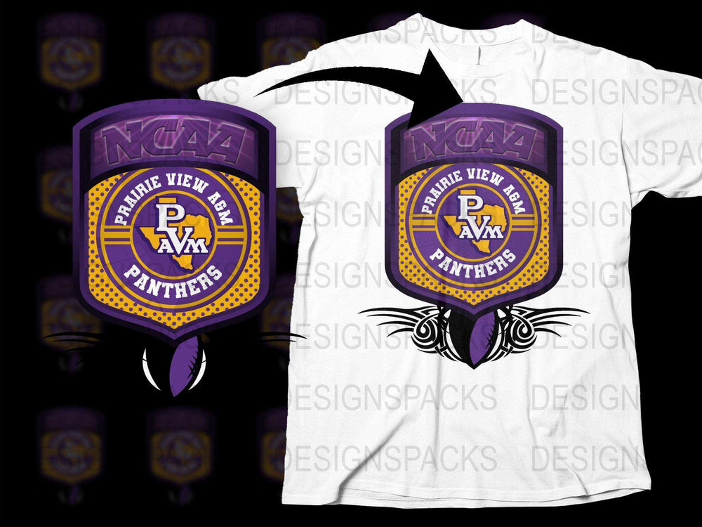 Prairie View AandM University Panthers NCAA Logo T-Shirt, Purple and White Graphic Tee