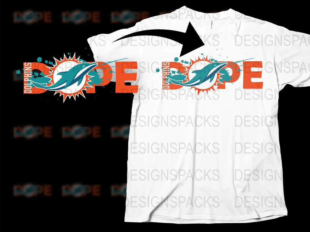 Miami Dolphins Inspired Graphic T-Shirt, White Casual Sporty Tee, Trendy Men's Fashion, Football Fan Apparel