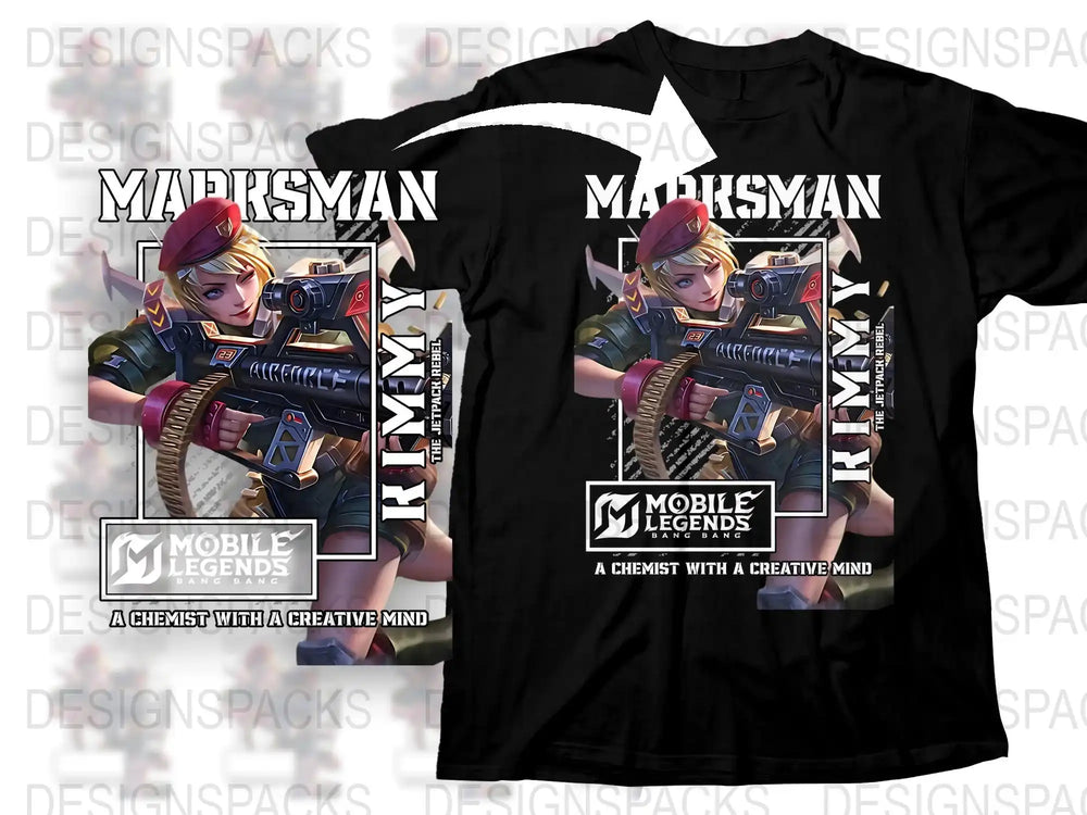 Mobile Legends Graphic T-Shirt, Gaming Tee, Alchemist Character Design, Youth and Adult Sizes, Cool Gamer Gift, Black Cotton Shirt