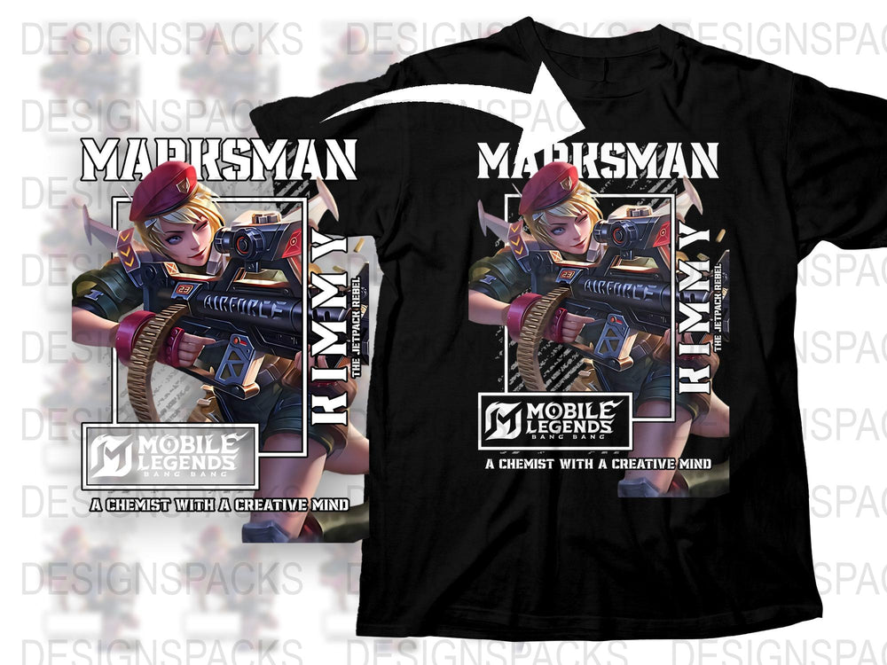 Mobile Legends Graphic T-Shirt, Gaming Tee, Alchemist Character Design, Youth and Adult Sizes, Cool Gamer Gift, Black Cotton Shirt