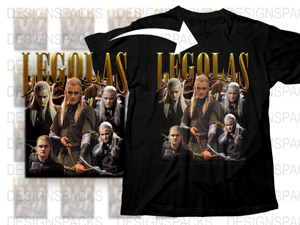 Legolas Graphic T-Shirt, Lord of the Rings Inspired Tee, Elf Warrior Design, Movie Fan Apparel, Unisex Cotton Shirt
