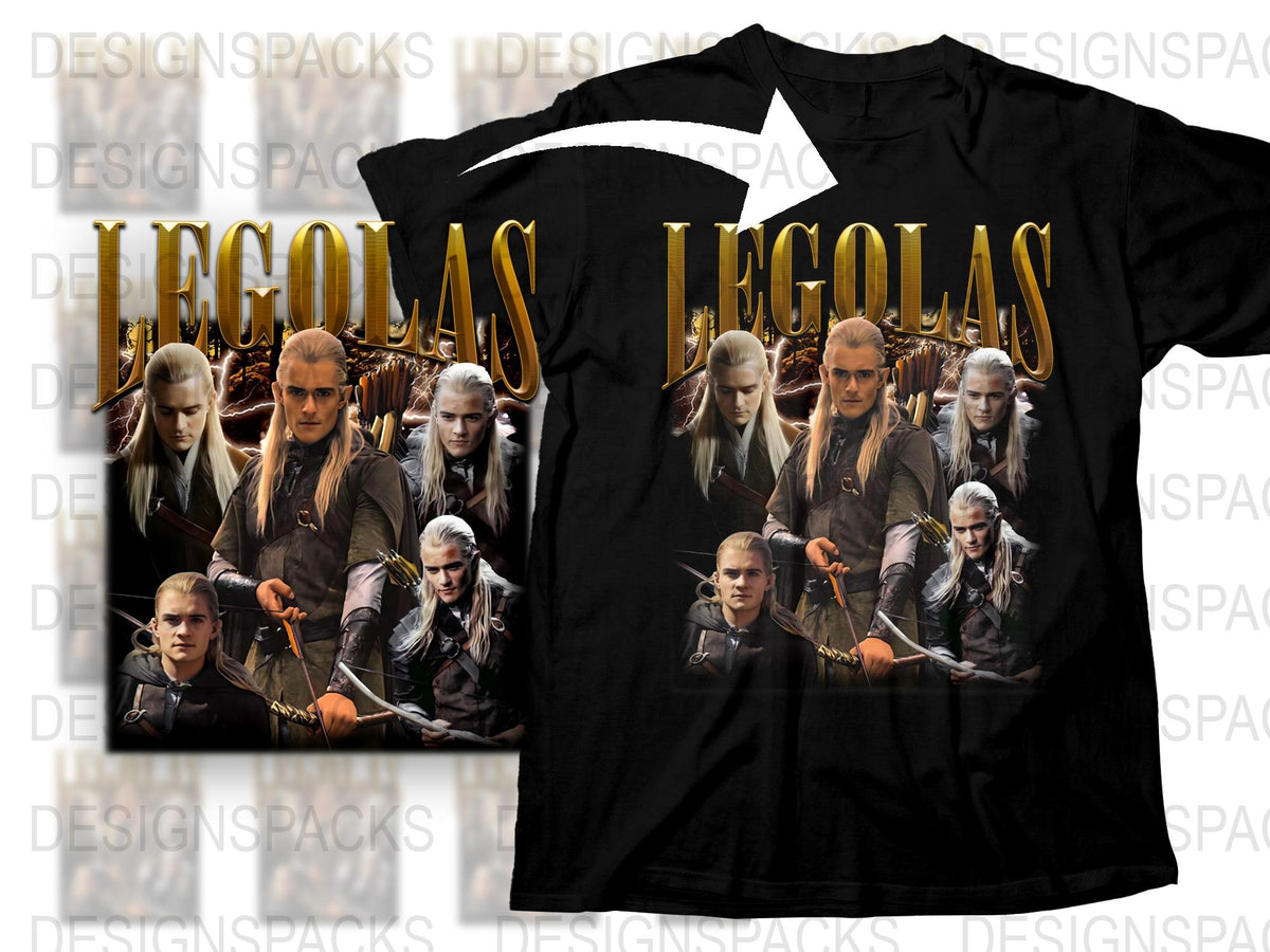 Legolas Graphic T-Shirt, Lord of the Rings Inspired Tee, Elf Warrior Design, Movie Fan Apparel, Unisex Cotton Shirt