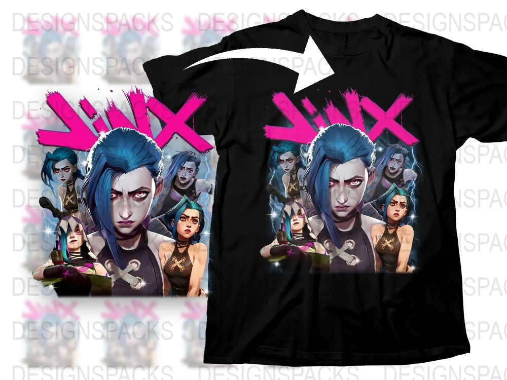 Cyberpunk Character T-Shirt, Anime Style Graphic Tee, Vibrant Pink and Blue Colors