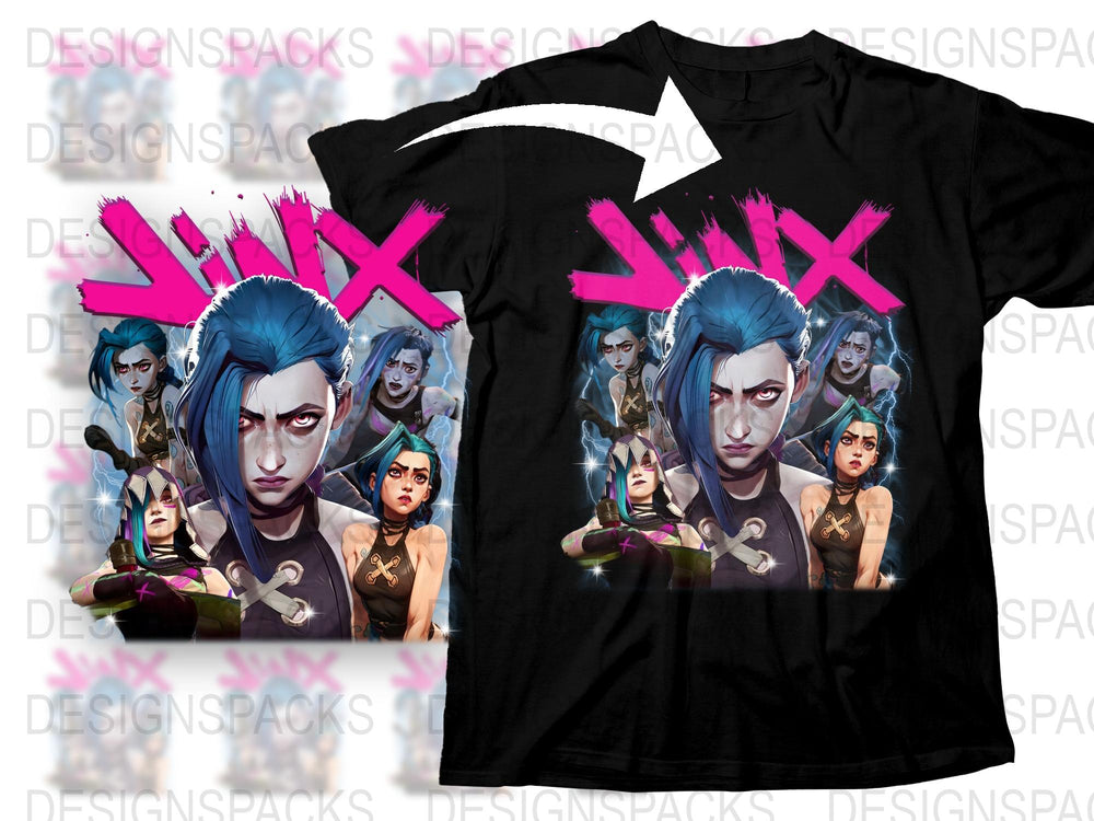 Cyberpunk Character T-Shirt, Anime Style Graphic Tee, Vibrant Pink and Blue Colors