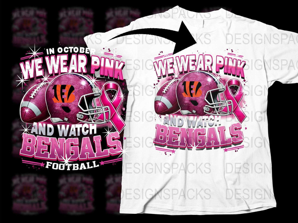 Pink October Bengals Football T-Shirt, Support Awareness, Fan Gear, Game Day Outfit, Unisex Sports Apparel
