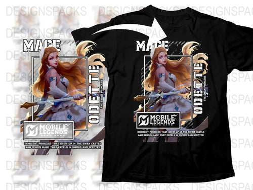 Mobile Legends Odette Anime Style Graphic T-Shirt, Gaming Apparel, Fantasy Character Tee Design