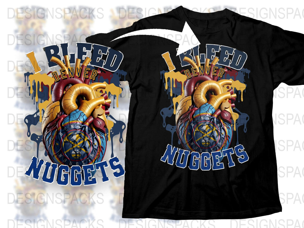 Denver Nuggets Fan T-Shirt, Heartbeat Basketball Design, Unique Graphic Tee, Sports Apparel