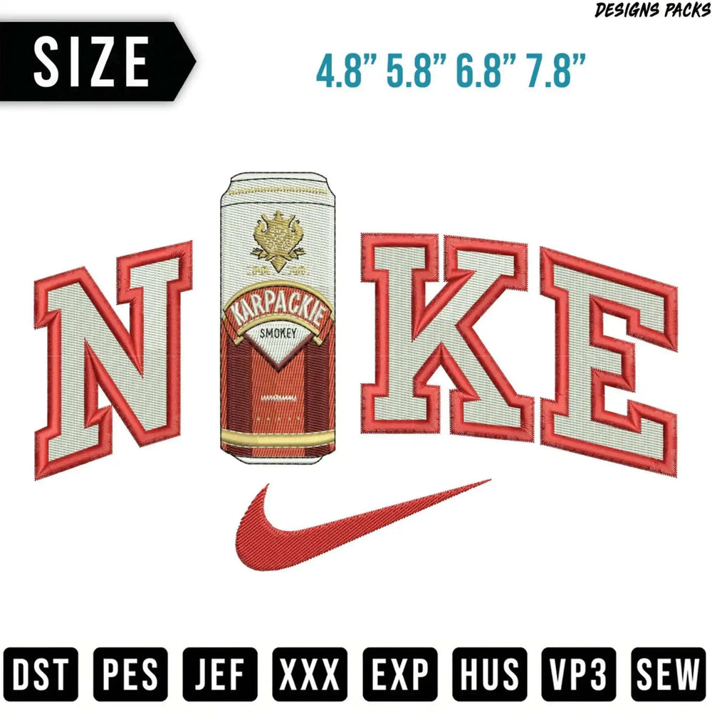 Nike logo with "Karpickie Smokey" can and size options.