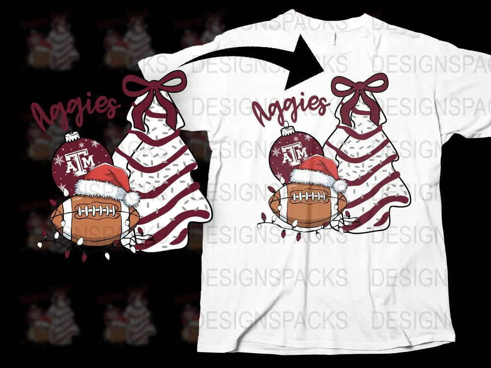Texas AandM Aggies Christmas T-Shirt, Santa Hat Football Festive Holiday Tee
