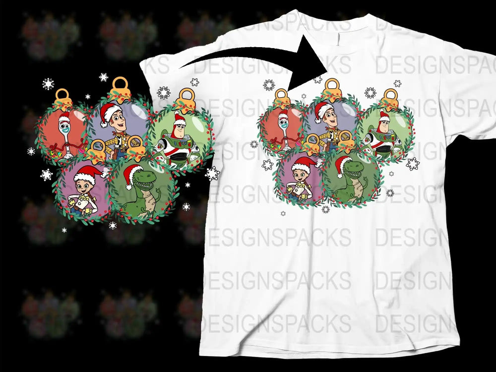 Festive Christmas T-Shirt with Cartoon Santa and Elves Holiday Apparel for All Ages