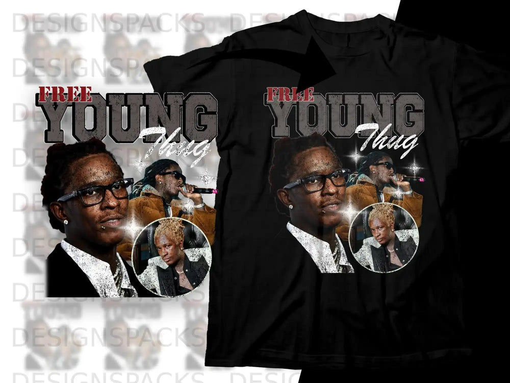 Young Thug t-shirt with graphic of the artist and album art.