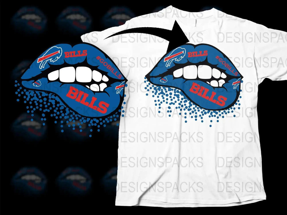 Buffalo Bills Shark Graphic T-Shirt, Retro Style Sports Fan Tee, Blue and White Unique Design Shirt for Game Day.