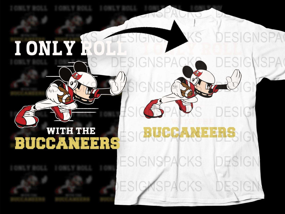 Vintage Pirate Mickey Mouse T-Shirt, I Only Roll with Buccaneers Graphic Tee, Unisex White Cotton Shirt