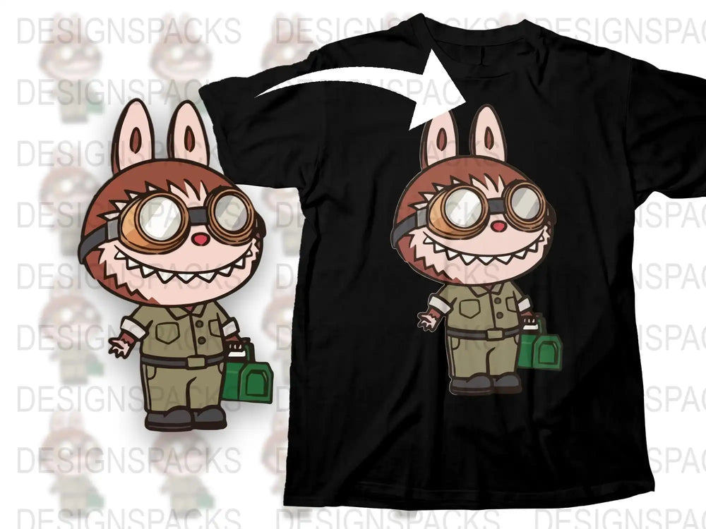Cartoon Fox Pilot T-Shirt, Cute Animal Character Tee, Aviator Fox Graphic Shirt, Unique Kids Clothing, Unisex T-Shirt Design