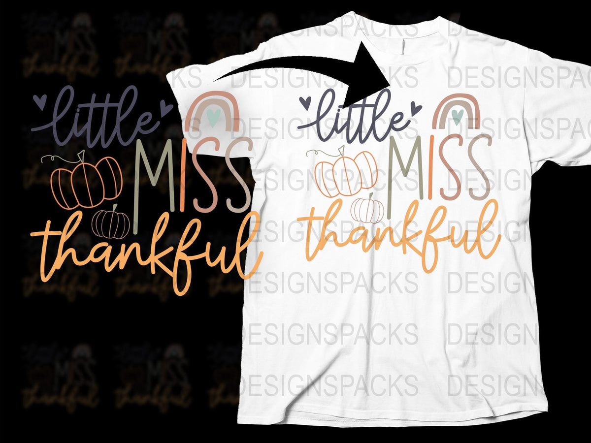 Little Miss Thankful T-Shirt, Thanksgiving Toddler Tee, Fall Pumpkin Graphic, Kids Autumn Fashion, Holiday Outfit