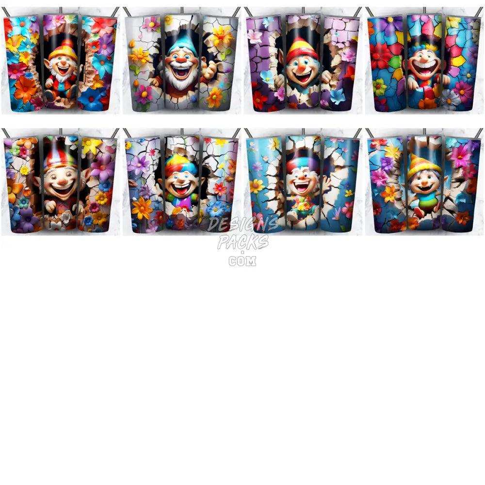 87 Gnomes Wall 3D Tumbler Wrap Bundle Jpg
