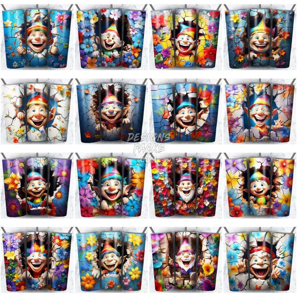 87 Gnomes Wall 3D Tumbler Wrap Bundle Jpg