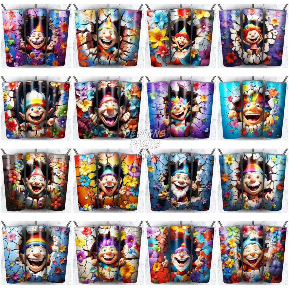 87 Gnomes Wall 3D Tumbler Wrap Bundle Jpg