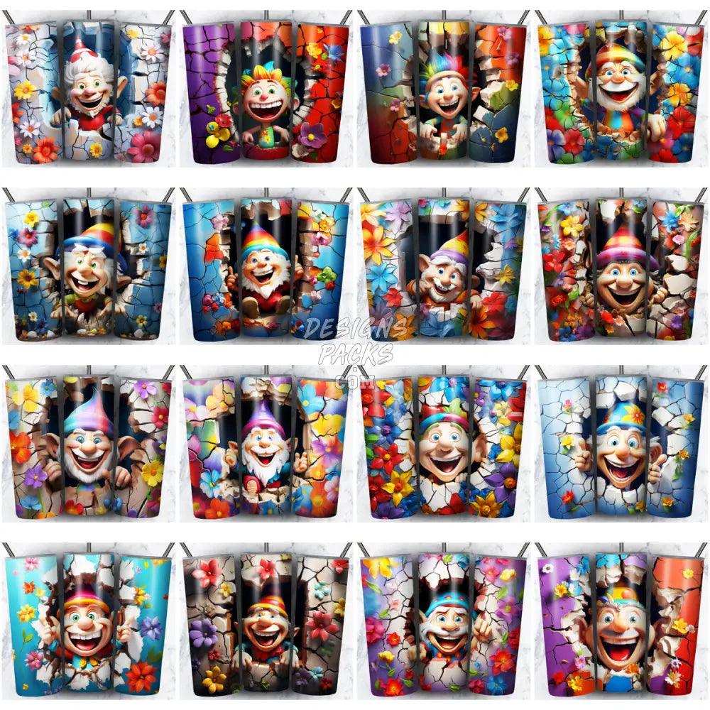 87 Gnomes Wall 3D Tumbler Wrap Bundle Jpg