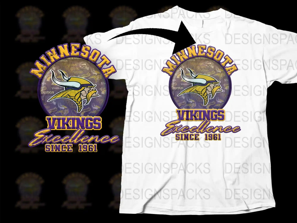 Minnesota Vikings T-Shirt Excellence Since 1961 Team Logo Football Sports Fan Gear