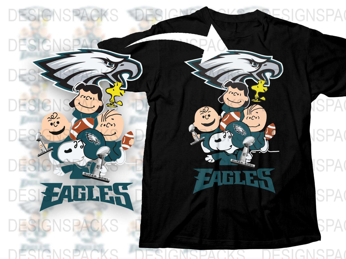 Philadelphia Eagles Themed T-Shirt, Cartoon Character Design, Football Fan Apparel, Casual Wear