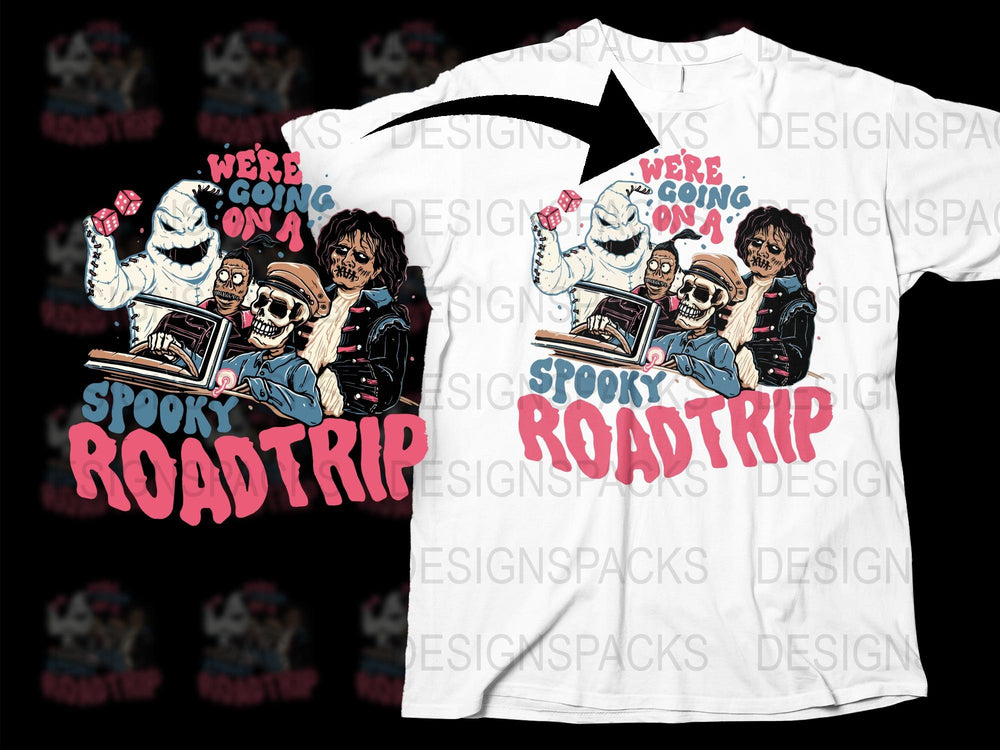 Spooky Roadtrip T-Shirt, Halloween Graphic Tee, Horror Movie Fans Apparel