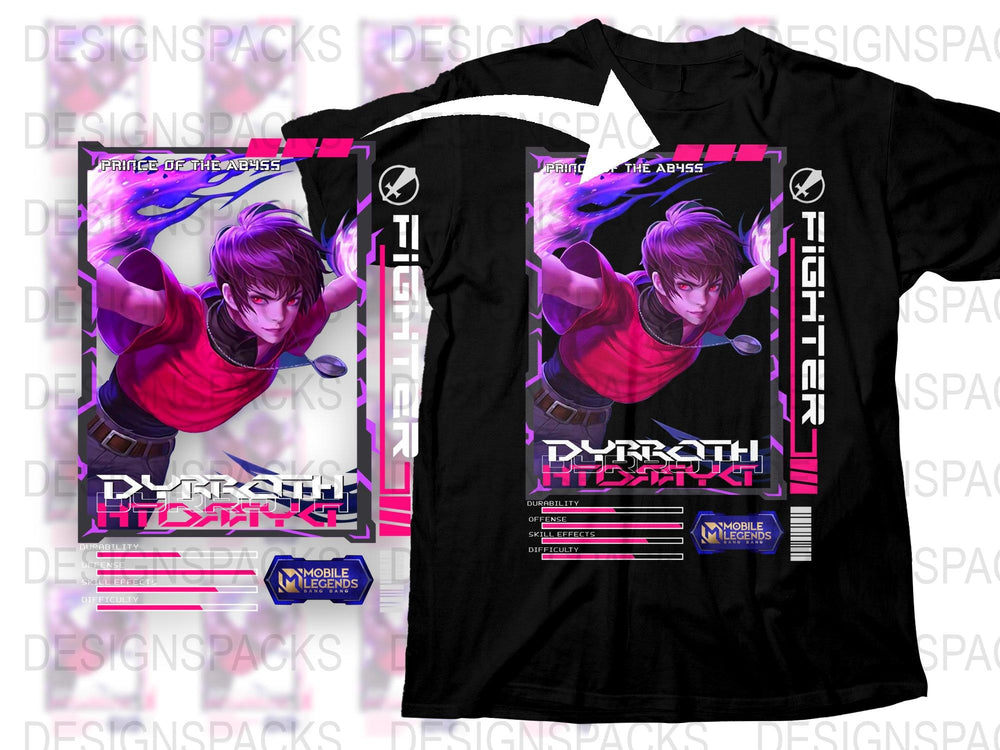 Anime T-Shirt, Cyberpunk Style, Mobile Legends Game Inspired, Vibrant Pink Graphic Tee for Gamers and Fans