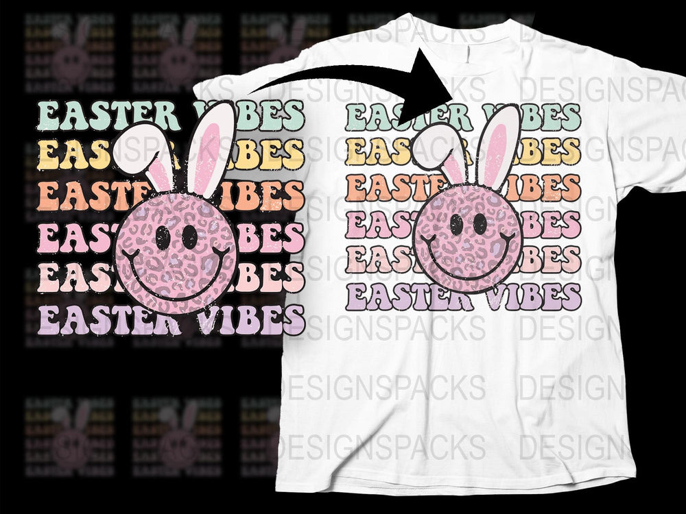Easter Vibes T-Shirt, Cute Bunny Graphic, Pink Leopard Print, Spring Holiday Apparel, Unisex Easter Shirt