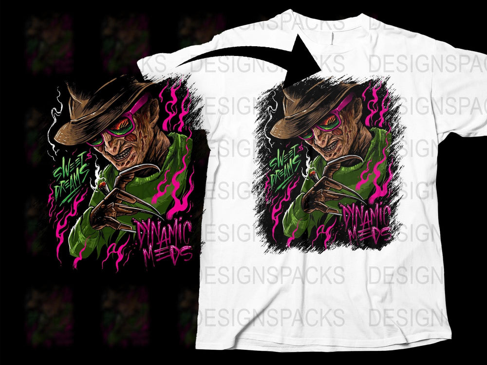 Men's Graphic T-Shirt, Cool Witch Doctor Design, Dynamic Meds, Neon Green, Unique Illustration, Casual Wear